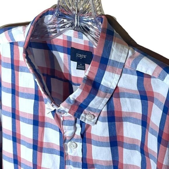 J.Crew Slim Long Sleeve Button Down Blue Pink Plaid XL - Picture 2 of 4